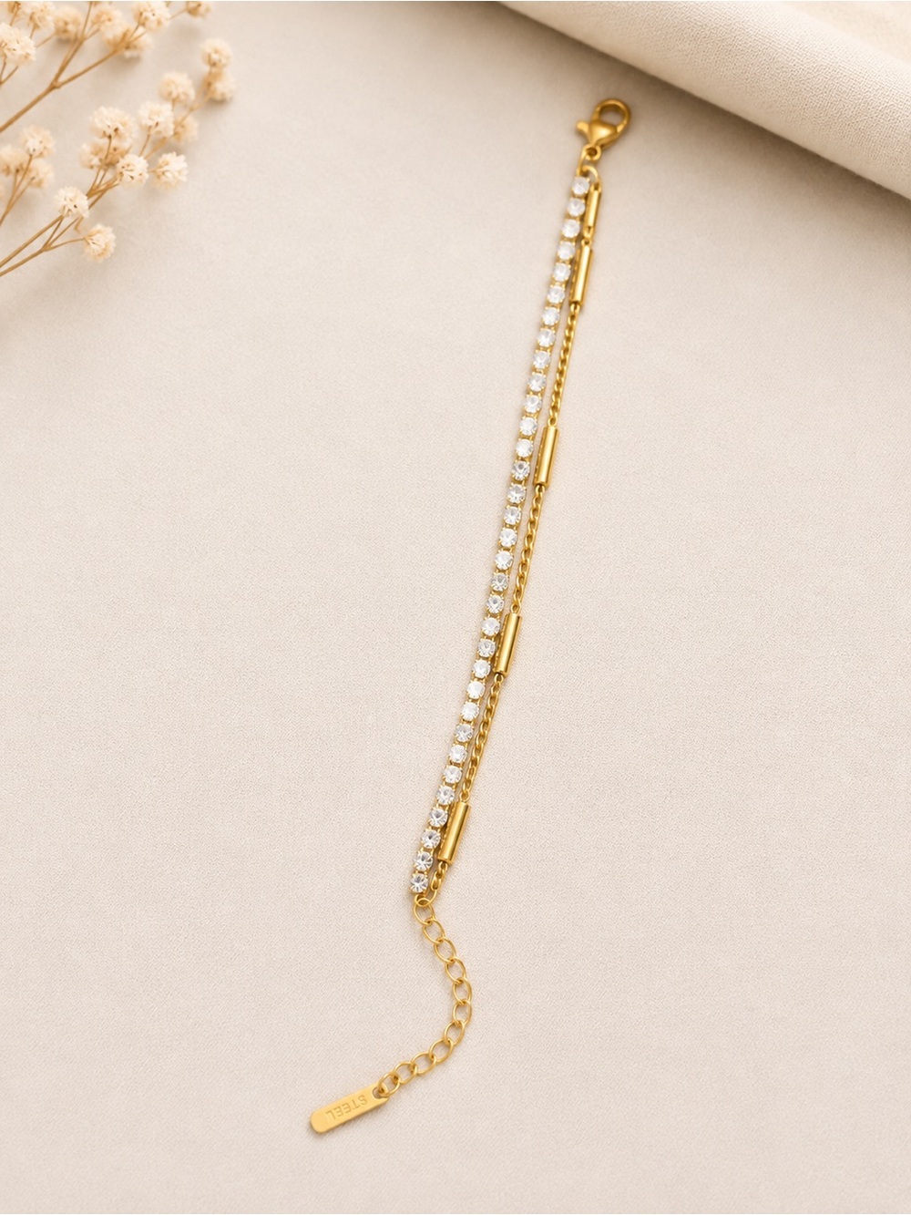 Gold Crystal Layered Bracelet - Women Jewelry